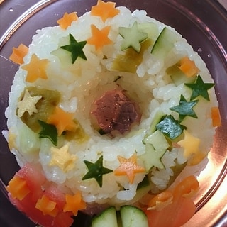 すし酢を青梅の甘露煮で代用☆キラキラサラダ寿司☆